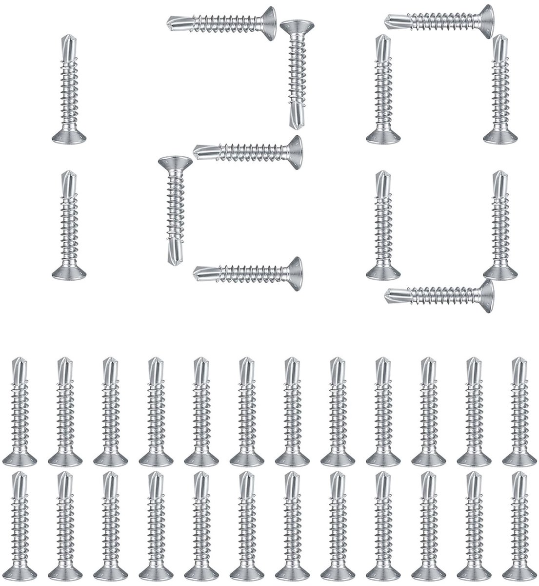 Dailygoods - Zelftappende schroeven - 4,2 x 25 mm - Verzonken kop voor vlakke afwerking - Zilver - Roestvrij staal - Perfect voor houtbewerking - 120