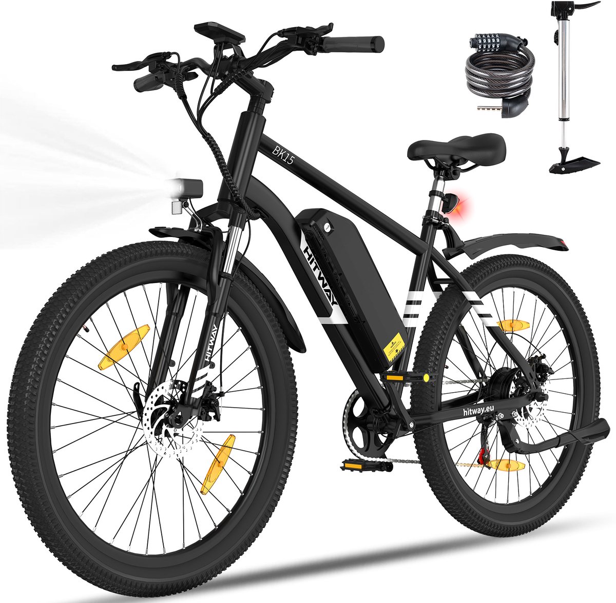 Hitway Elektrische Fiets BK15 Pro - 27.5 Inch City Commuter EBike met Afneembare 36V 13Ah Lithium Batterij - Mountain E-Bike met 250W Motor - 7 Versnellingen - IP54 Waterdicht - Elektrische Fietsen