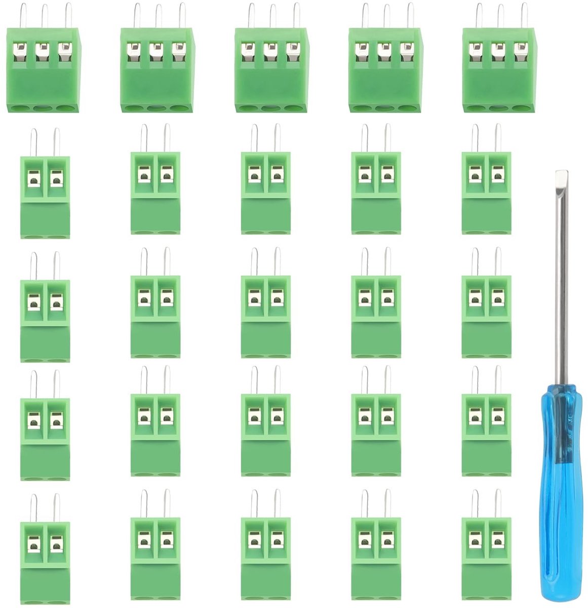 25Pcs PCB Mount Screw Terminal Block - 2 Pin/3 Pin Connectors voor Arduino DIY Project
