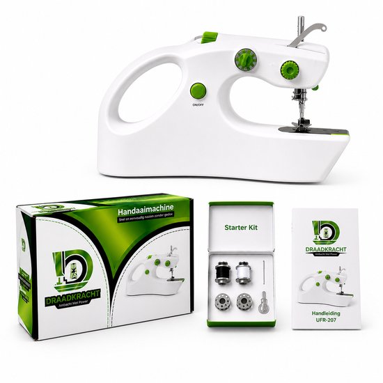 Draadkracht® Handnaaimachine - Mini Naaimachine - Draadloos - Krachtig -