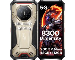 DOOGEE S300 PRO 5G - Robuuste smartphone - Robuuste telefoon - 48GB RAM + 512GB ROM (2TB/TF) - 6,78 inch FHD/120Hz - 11000mAh/66W - IP68 - Dimensity 8300 - Android 16 - 200MP AI camera - NFC - Vingerafdruk - Gezichtsherkenning - Slimme lichteffecten