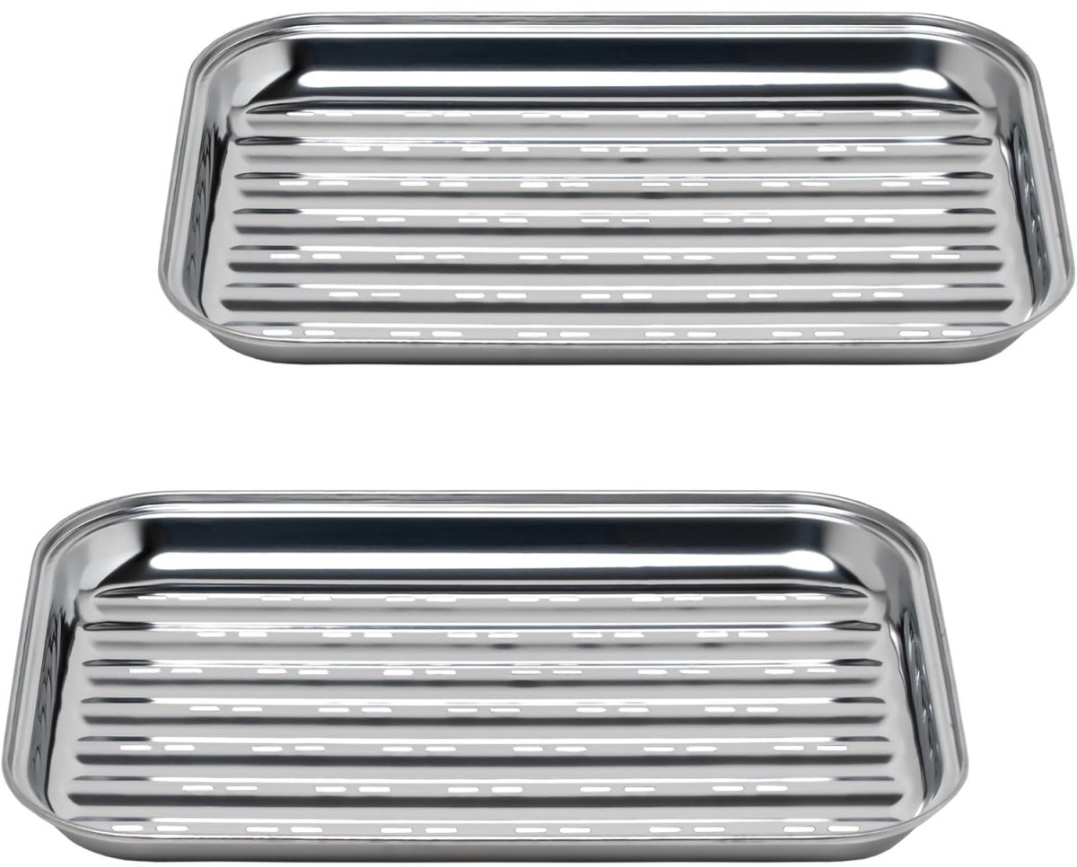 TOVBMUP Grillplaat - Grillmand van roestvrij staal - Voor buitengebruik - Accessoireplaat - Voor groenten, vis of vlees - Geschikt voor gasgrills en alle andere grills - 2 stuks