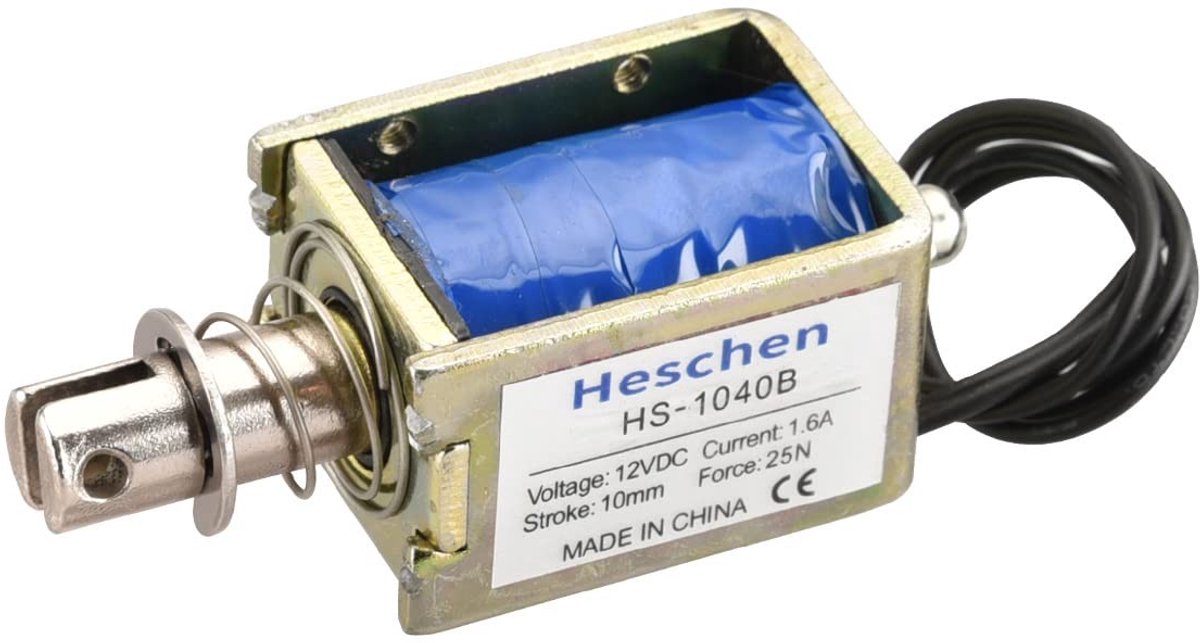 Elzusha - Heschen Solenoïde Elektromagneet - DC12V 1.6A 25N - Push Pull Type - Open Frame Deurslot - 10mm Slag - Voor Automatisering en Huishoudeli...