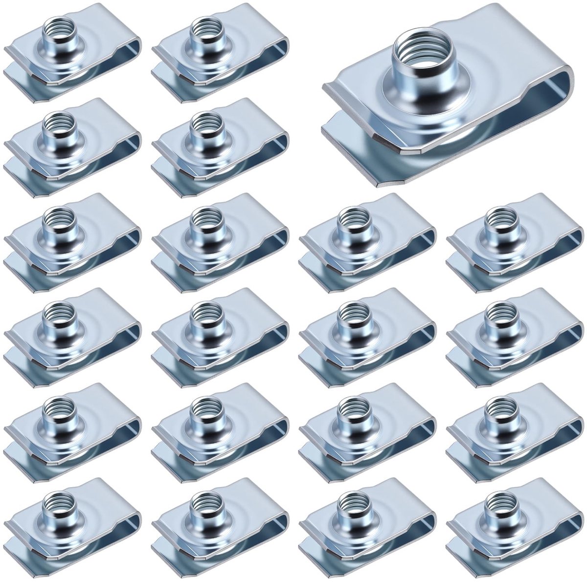 Smoakez - M6 U Type Plaatmoeren Set - RVS Bevestigingsclips - 20-delige Montage Set - Meubelmontage - Auto Bevestigingsmateriaal - Duurzame Kwalite...