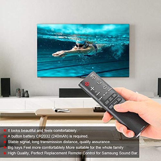 VT Goods - Afstandsbediening - Audio Soundbar Vervanging - Gloednieuw - Zwart - Geschikt voor Ps-Wj6000, Hw-J355, Hw-J450 - 8 meter bereik — afbeelding 2
