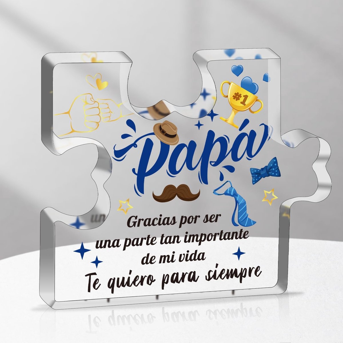 Dailygoods - Papa cadeau - Gegraveerde acryl blok puzzel - Thuisdecoratie voor vader - Uniek en persoonlijk - Kerstmis of verjaardagscadeau - Perfect