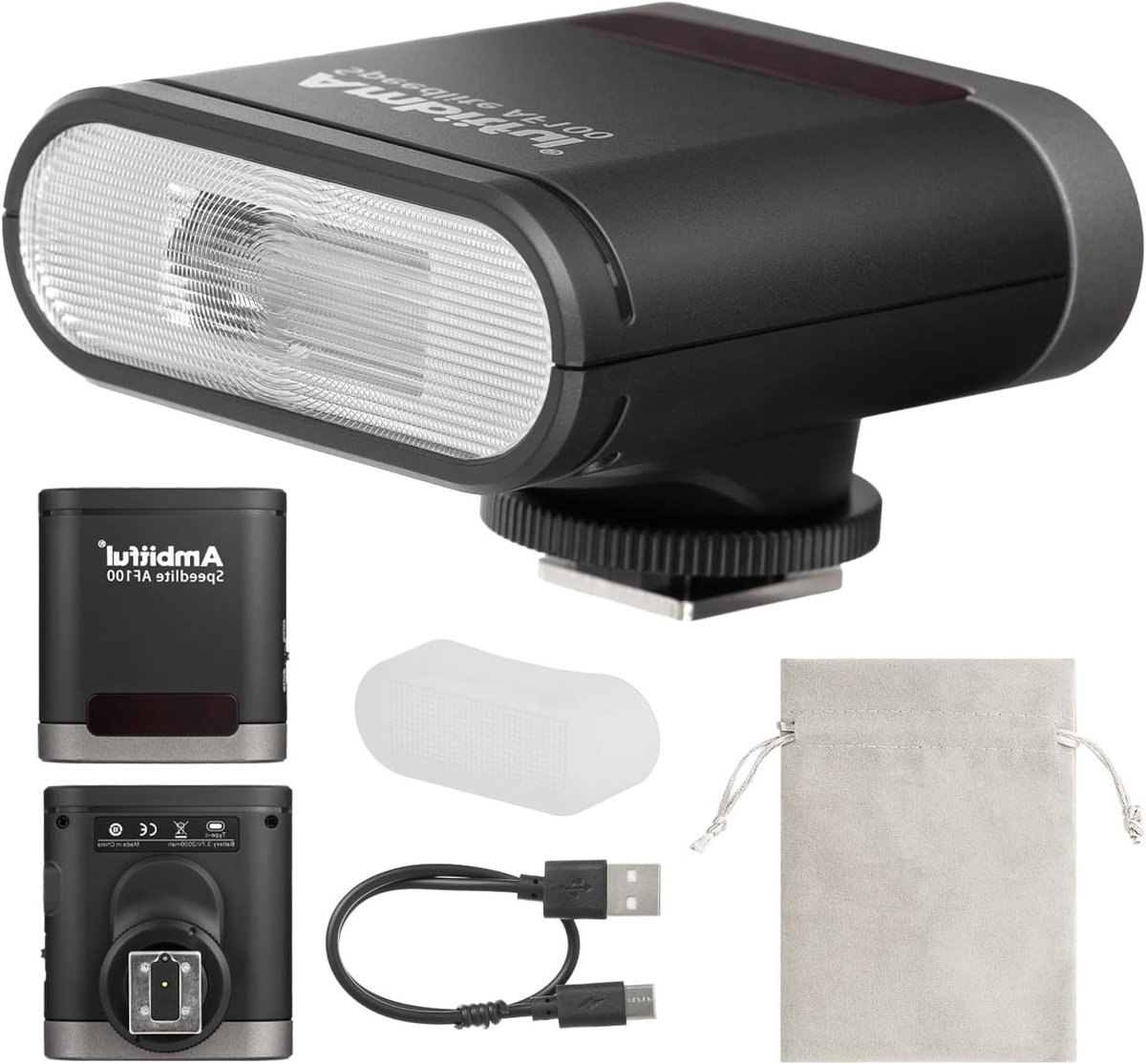 Mini Camera Flitser met GN12, 8 Vermogensniveaus en 2000mAh Oplaadbare Batterij voor Canon, Sony, Nikon en Fuji - Handmatige Speedlite met Snelle Oplaadtijd van 0.1 tot 1.8 seconden