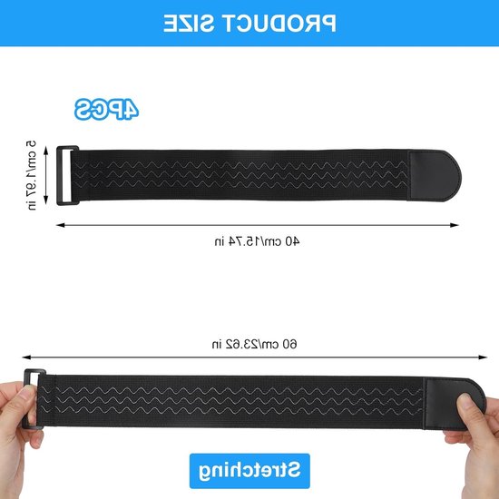 Set van 4 Herbruikbare Elastische Kabelbinders 40 x 5 cm met Antislip Silicoen voor Fietsen, Tuin en Sportkleding — afbeelding 5