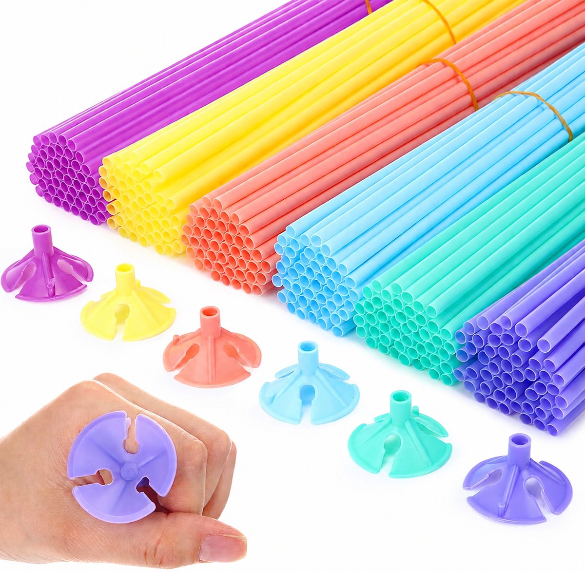 BOTC Ballonstok - 100 Stuks - Ballonhouders – Ballon Sticks voor Verjaardag, Bruiloft & Feestdecoratie - 32 cm - Macaron Kleur