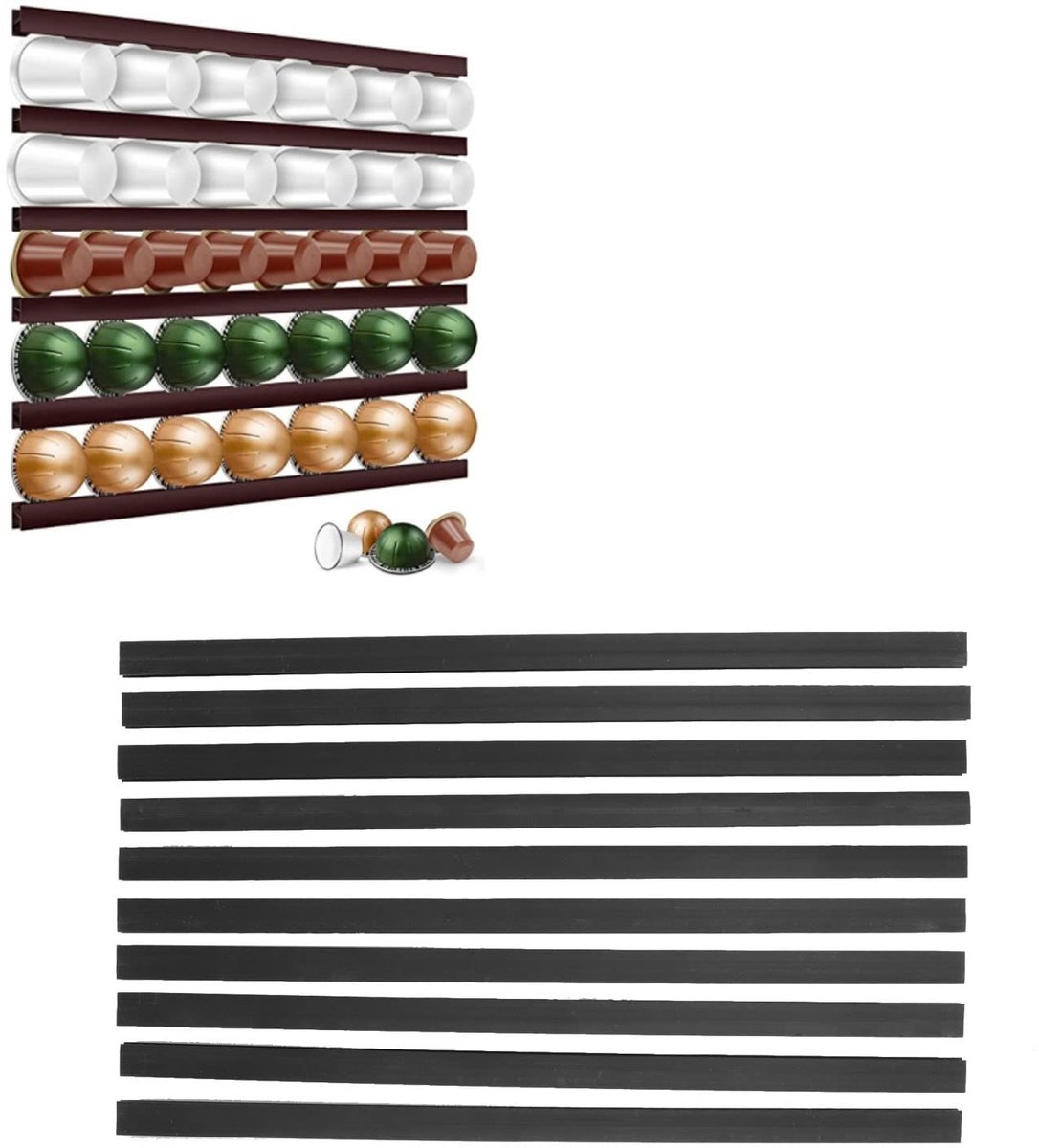 Zelfklevende Koffiecapsulehouder - Wandmontage voor 54 Capsules - Zwart