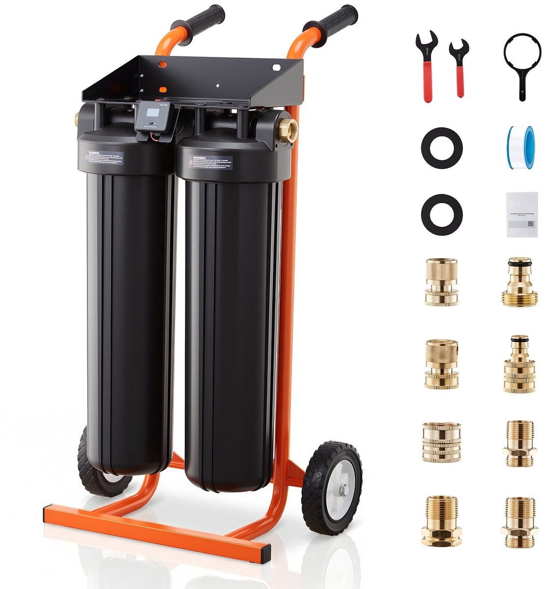 Spotvrij Spoelsysteem voor Autowassen - Deïonisatie Waterfilter - Capaciteit 1250 L - Dubbele 4 L DI-mengbedharspatronen - TDS-meter - Wielen - Gedemineraliseerd Water