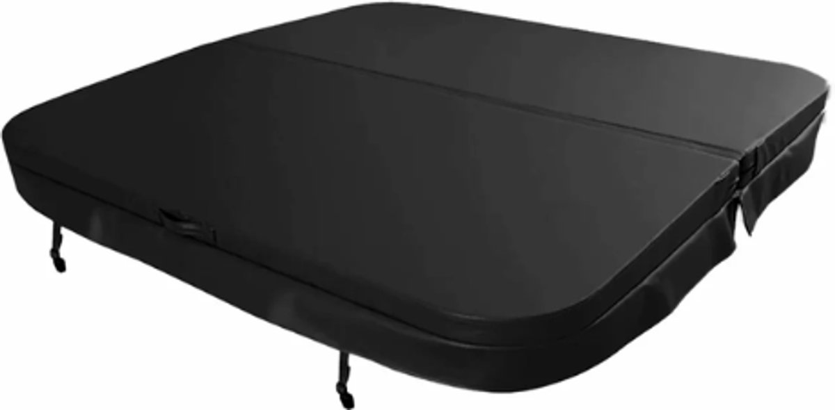 W’eau Luxe Spa Cover - 210 x 210 cm - Radius 18 cm - Zwart - Hoogwaardig Isolerend Deksel - UV-Bestendig Skai Leer - Energiebesparend - Universeel