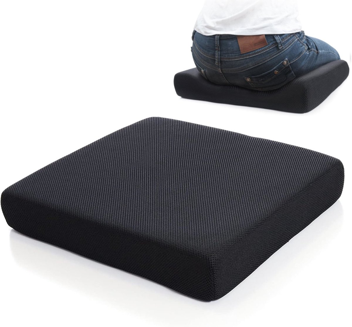 CenZ® Zitkussen, Orthopedisch Ergonomisch Traagschuim Stoelkussen, Rolstoelkussen, Zitkussen Bureaustoel, Comfortabel Memory Foam Steunkussen, Wigkussen, Bureaustoelkussen, Autostoelkussen, Stuitkussen, İschiaskussen, Zwangerschapskussen,VIERKANT