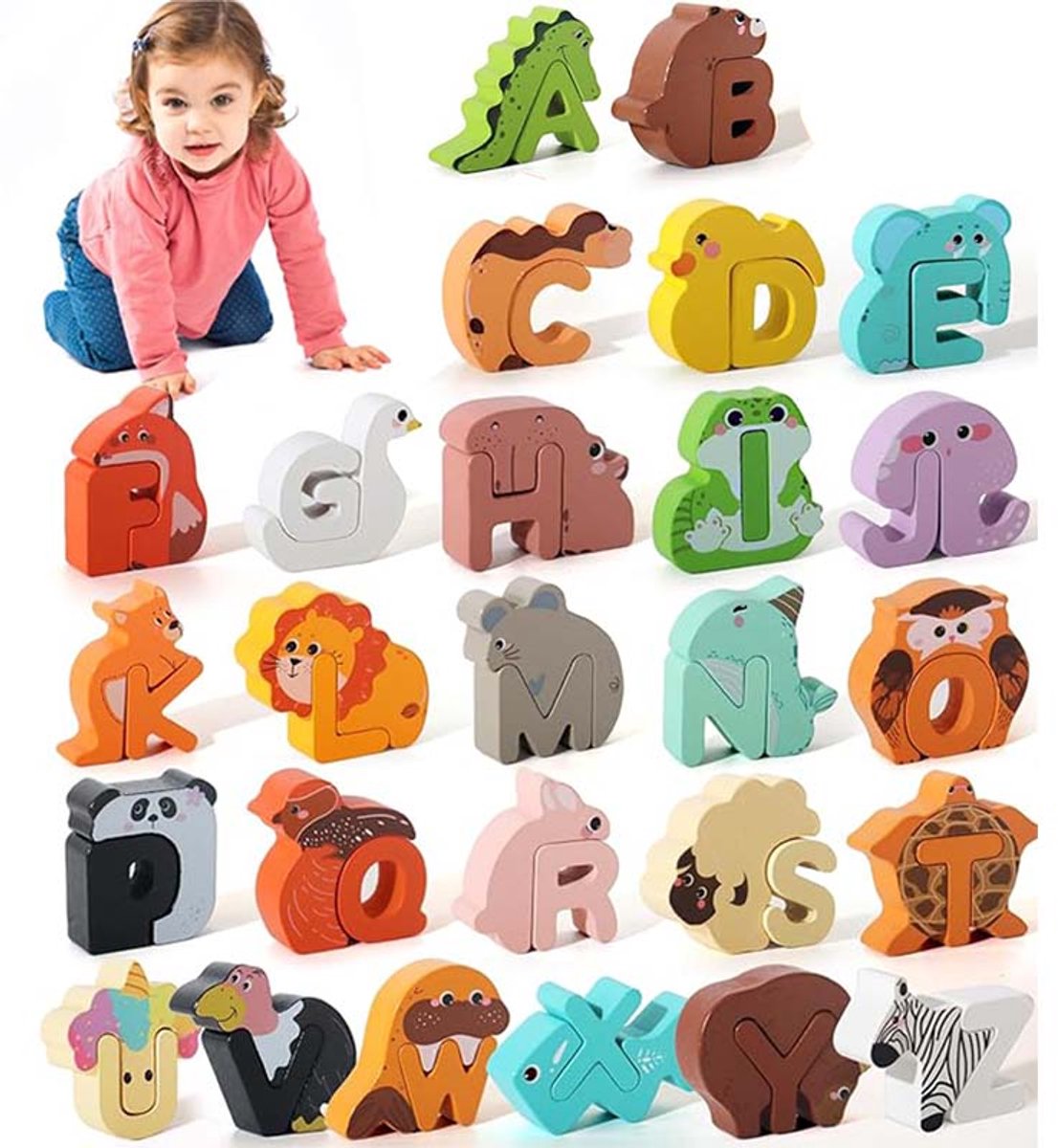 Kinderen Houten Puzzel - 26 Letters Puzzel Speelgoed - Letter Matching Leerspel - Preschool Educatieve Activiteiten Speelgoed - Geschikt Voor Kinderen Van 3-5 Jaar Oud