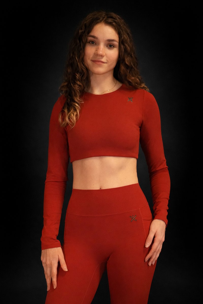MaxOut - Sportkleding - Sport crop top long sleeve dames - Rood - Maat L