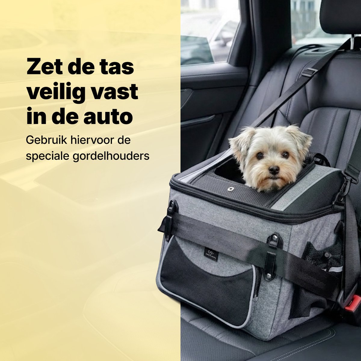 Jake and Jacky Hondenfietsmand - Fietsmand Hond Voorop - Hondenmand Fiets - Autostoel Hond - Kleine Hond max 8 kg - 39x28x34 cm – foto 5