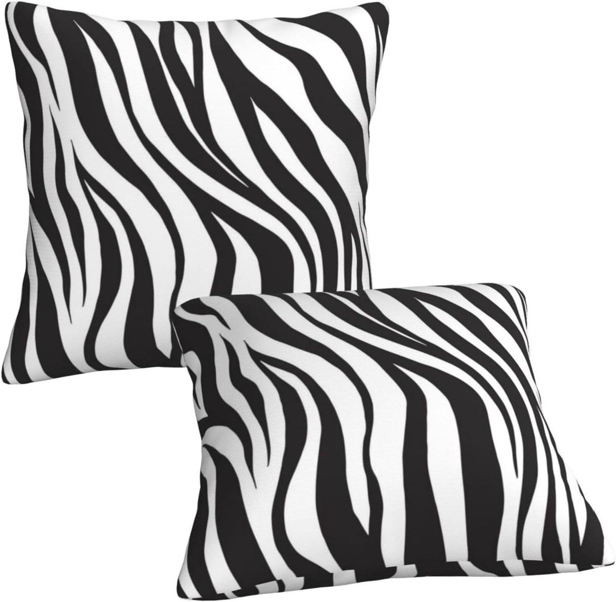 Kussenslopen Zebraprint - Sierkussenhoezen Set - Woonkamer Decoratie - Verborgen Rits - 50 x 50 cm - Zwart Wit