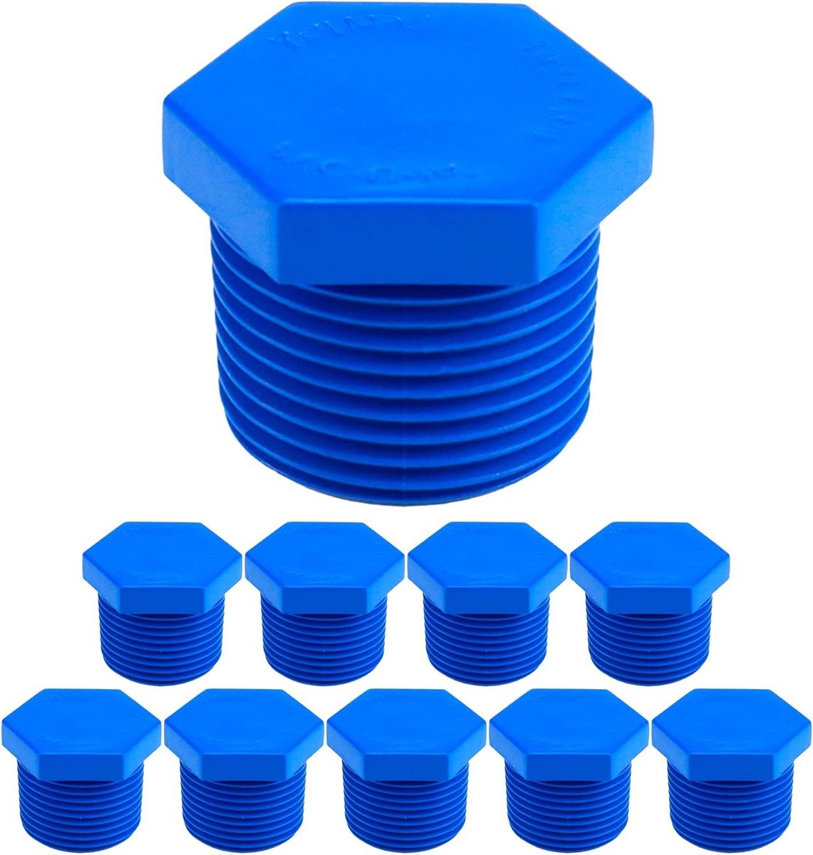 Pijp Schroefpluggen - Afsluitdoppen - Leidingen Afsluiten - Roestbestendig PVC - 10 Stuks 3/4 Inch - Blauw