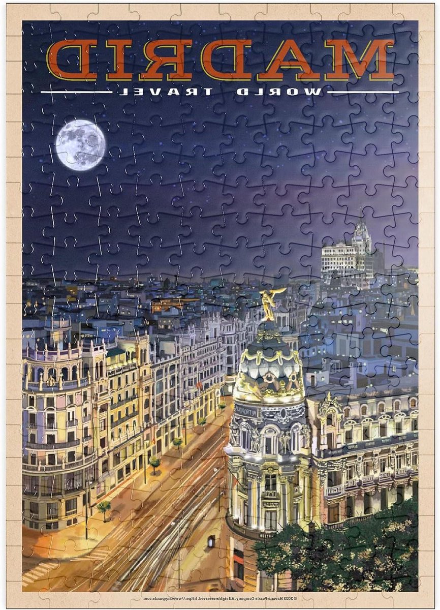 Legpuzzel - Stukjes Puzzel - Ontspannen Tijdverdrijf - Hoge Resolutie Print - 200 Stukjes - Nachtelijk Madrid