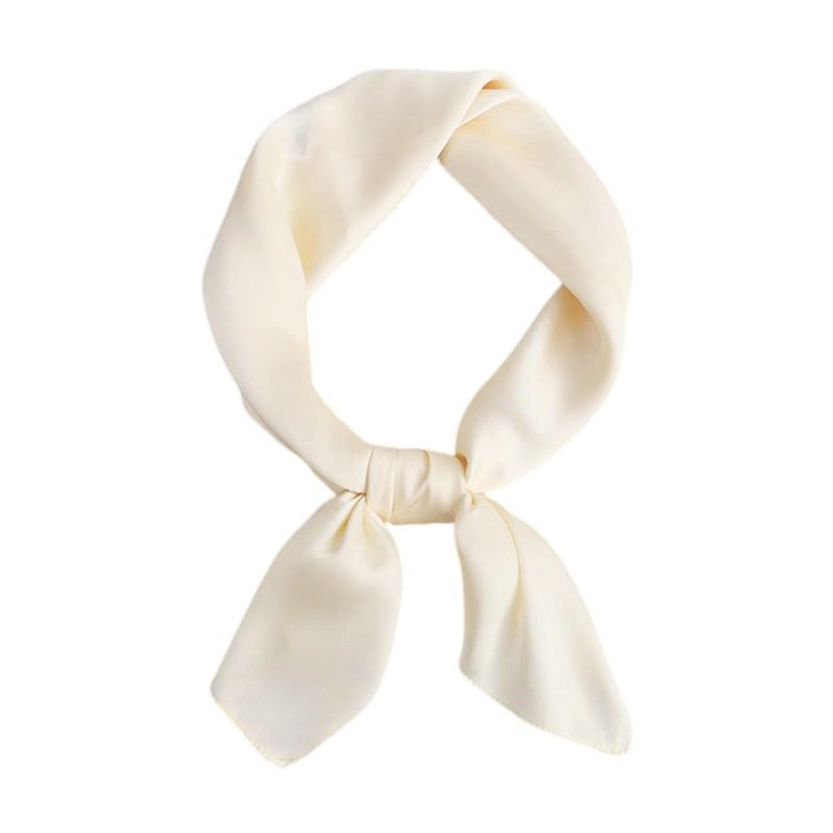 Effen vierkante damessjaal, ademende lichtgewicht sjaal, hoofdband, multifunctionele modieuze imitatiezijden sjaal voor bandana's, haarbanden, nekbanden, taillebanden en als shirtdecoratie, 70 x 70 cm, Gebroken Wit
