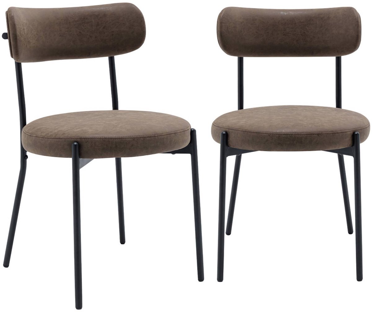 sweeek - Set van twee metalen en kunstleer stoelen l 47 x b 49 x h 76,5cm - livia