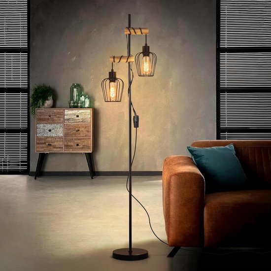 Circeo vloerlamp 60x180 cm Wit ijzeren structuur met ivoren lampenkap