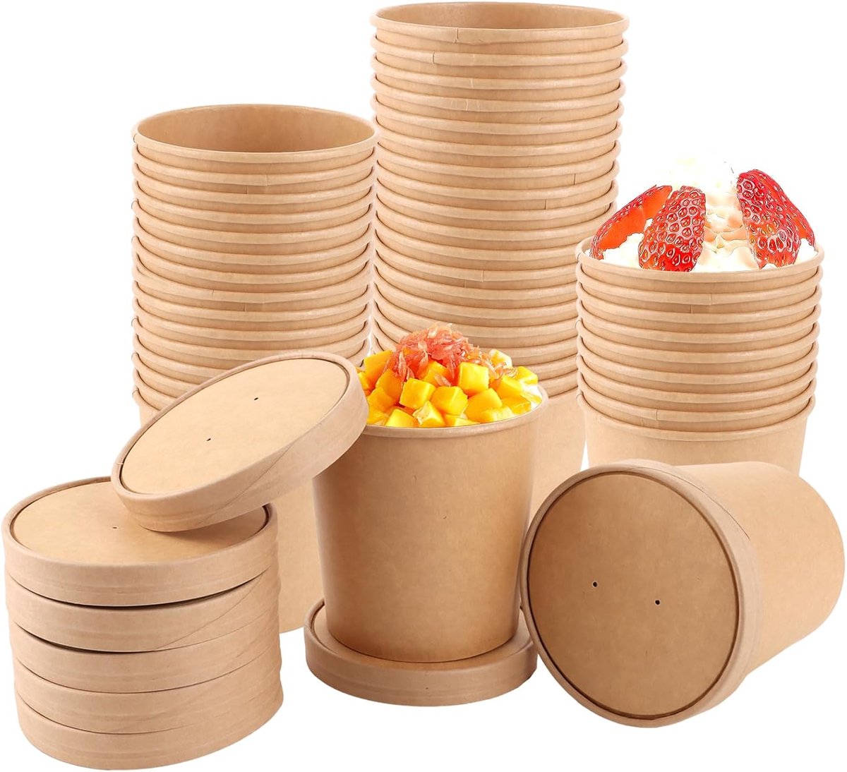 Ijsbeker - ijsbeker karton - 780 ml - Sterk en Stevig Karton - IJsbakjes - Papieren taartbekers - 50 Pcs - Bruin - Party schepijs softijs ijsje zomer festival thema feest - van Imperatoris
