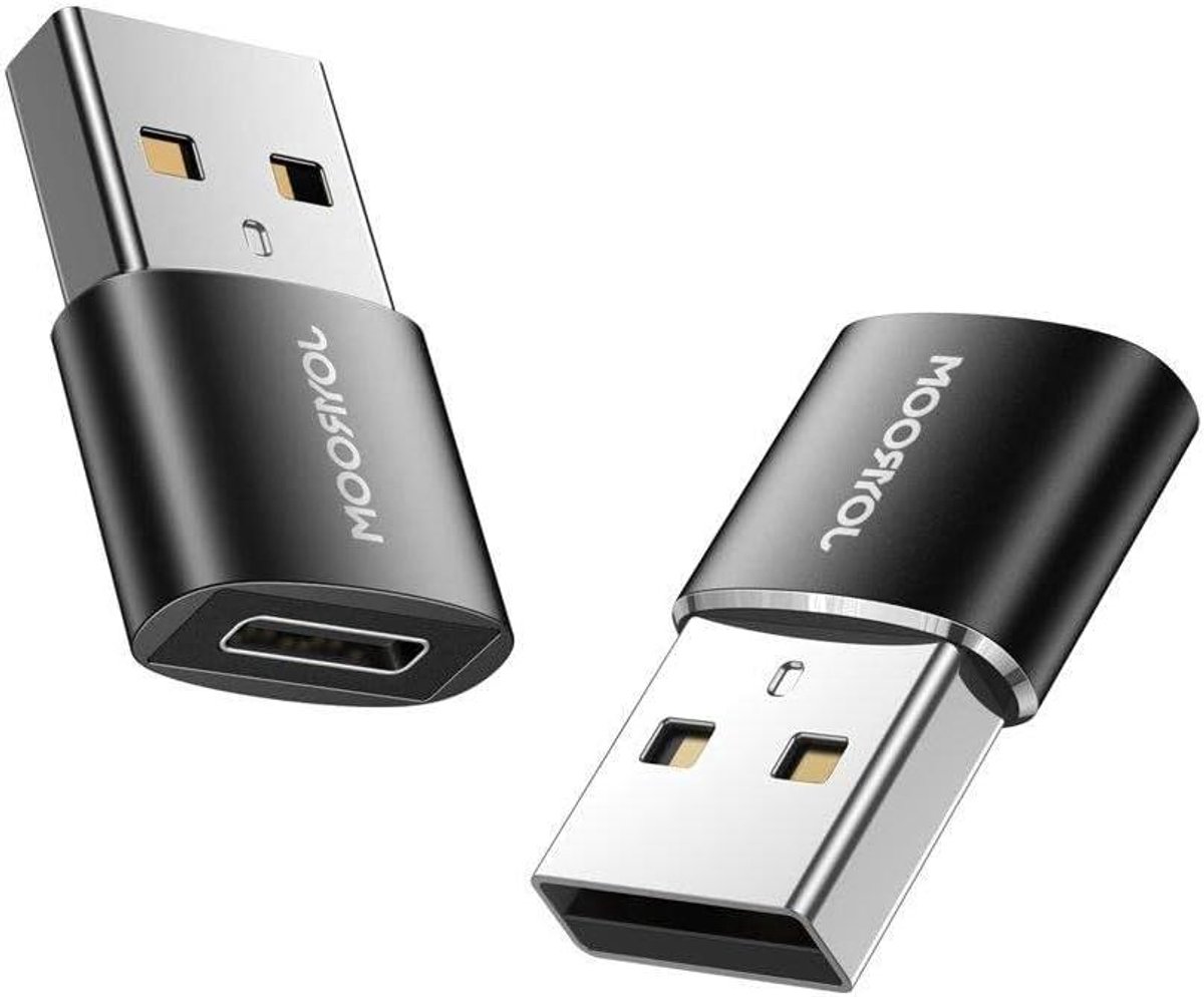 USB C Adapter - Type C Converter - Apparaten Koppelen - Twee Stuks Set - 80 Gram - Zwart