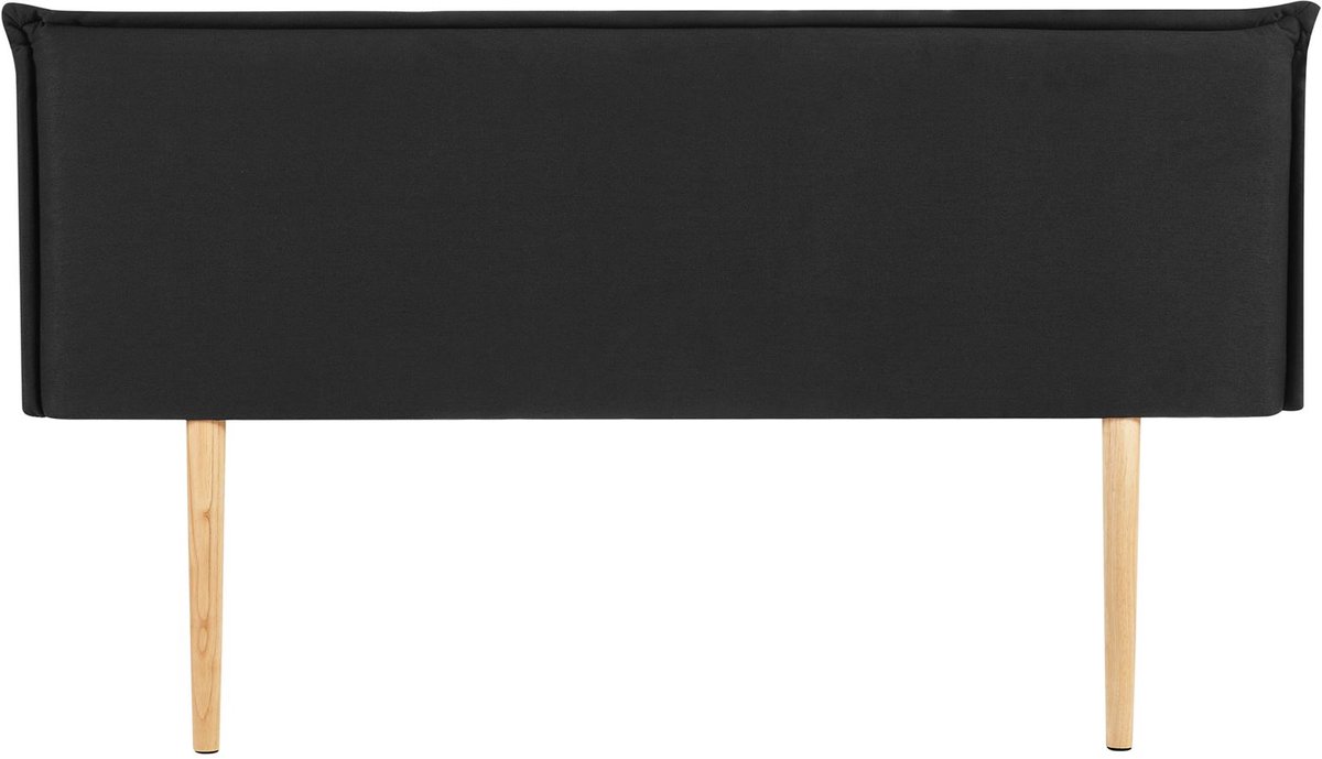 VINCEL hoofdbord met houten poten 160 cm in zwart - Hoogwaardige stoffen bekleding voor tweepersoonsbedden, elegante uitstraling, massief houten frame - Hoofdafbeelding