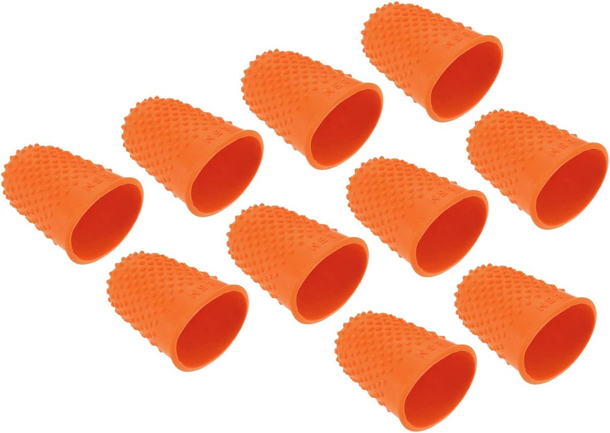 Rubber Fingertips - 0.87 x 1.3 Inch - 20 Pcs Silicone Thumb Fingertip Covers - Thimble Grips voor Office - Beschermende Covers voor Tellende en Naaien - Oranje XL Size