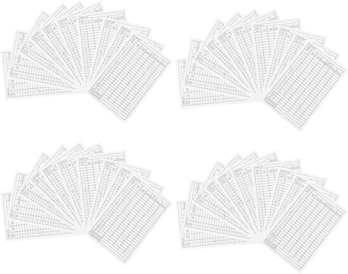 Golf Score Sheet - 40 Sheets - 16x10cm - Scorecard Record Tools - Outdoor Golf Club Accessoires - White