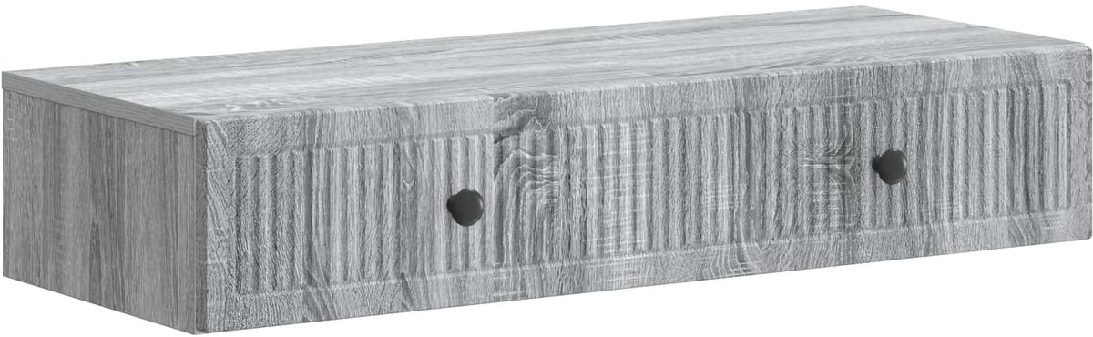 vidaXL Wandgemonteerde - Zijtafel - 87,5 - x - 34,5 - x - 17 - cm - Bewerkt - hout Grijs sonoma