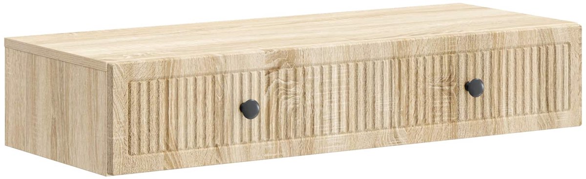 vidaXL Wandgemonteerde - Zijtafel - 87,5 - x - 34,5 - x - 17 - cm - Bewerkt - hout Sonoma Eiken