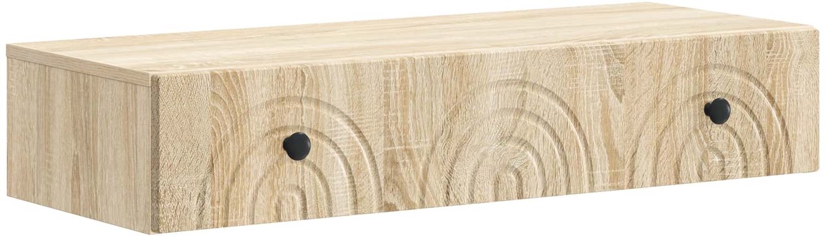 vidaXL Wandgemonteerde - Zijtafel - 87,5 - x - 34,5 - x - 17 - cm - Bewerkt - hout Sonoma eiken