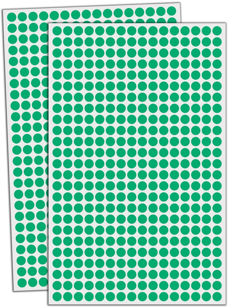Vt products - 6000 Stuks - Stickers - Zelfklevende Etiketten - Groen - Puntstickers - Perfect voor papier en meer - 8mm