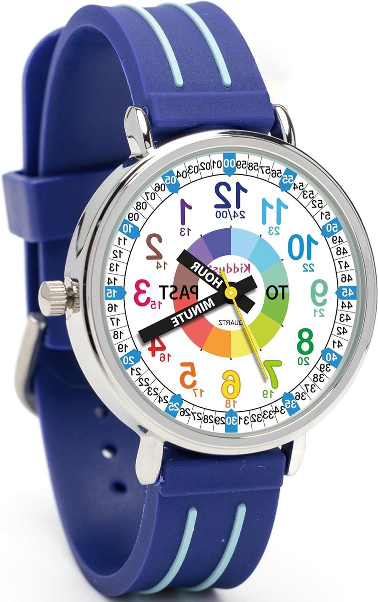 Kinderhorloge - Tijd Leren - Uren Leren - Analoge Tijdweergave - 17.5 cm - Blauw