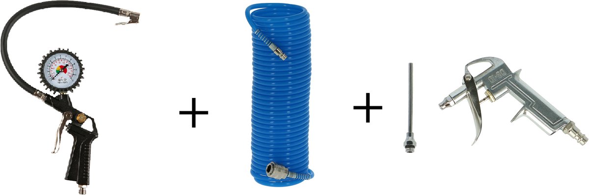 Kibani luchtdruk set - Luchtslang 10 meter - Bandenpomp - Luchtspuit - compressor - Pneumatisch - perslucht -SET
