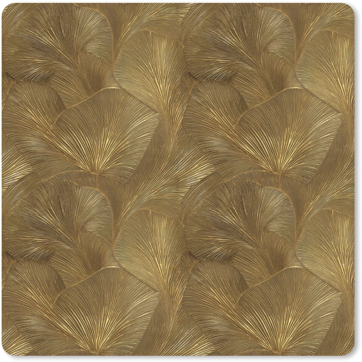 Muismat 30x30 cm - Mousepad Organisch - Lijnen - Goud - Muismatten