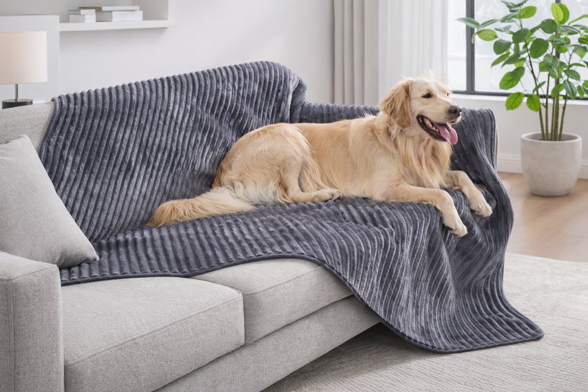 Groene Berg Hondendeken Bank 130x180 cm - Waterdichte fleece deken - Hondendeken auto - Hondenkleed - Bankbeschermer hond en kat - Hondenmat - Grijs gestreept