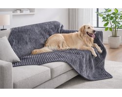 Groene Berg Hondendeken Bank 130x180 cm - Waterdichte fleece deken - Hondendeken auto - Hondenkleed - Bankbeschermer hond en kat - Hondenmat - Grijs gestreept