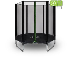 VirtuFit Trampoline met Veiligheidsnet - 183 cm - Inclusief Gratis Trap - Extra Veilig - UV- en Weerbestendig - Voor Kinderen en Volwassenen - Zwart