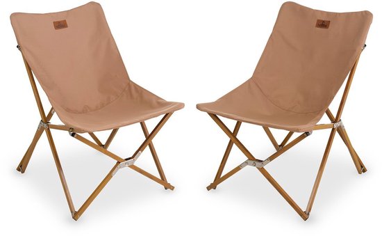 NOMAD® 2x Lounge Campingstoel Mando (set) - Beige - Comfortabel lounge model - Sterk Frame — afbeelding 4