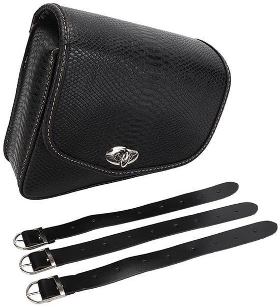 ONF3 - PU lederen motorfiets zadeltas - universele gereedschapstas - hoge capaciteit - zwart - betrouwbare zijtas - geschikt voor Harley motorfi...