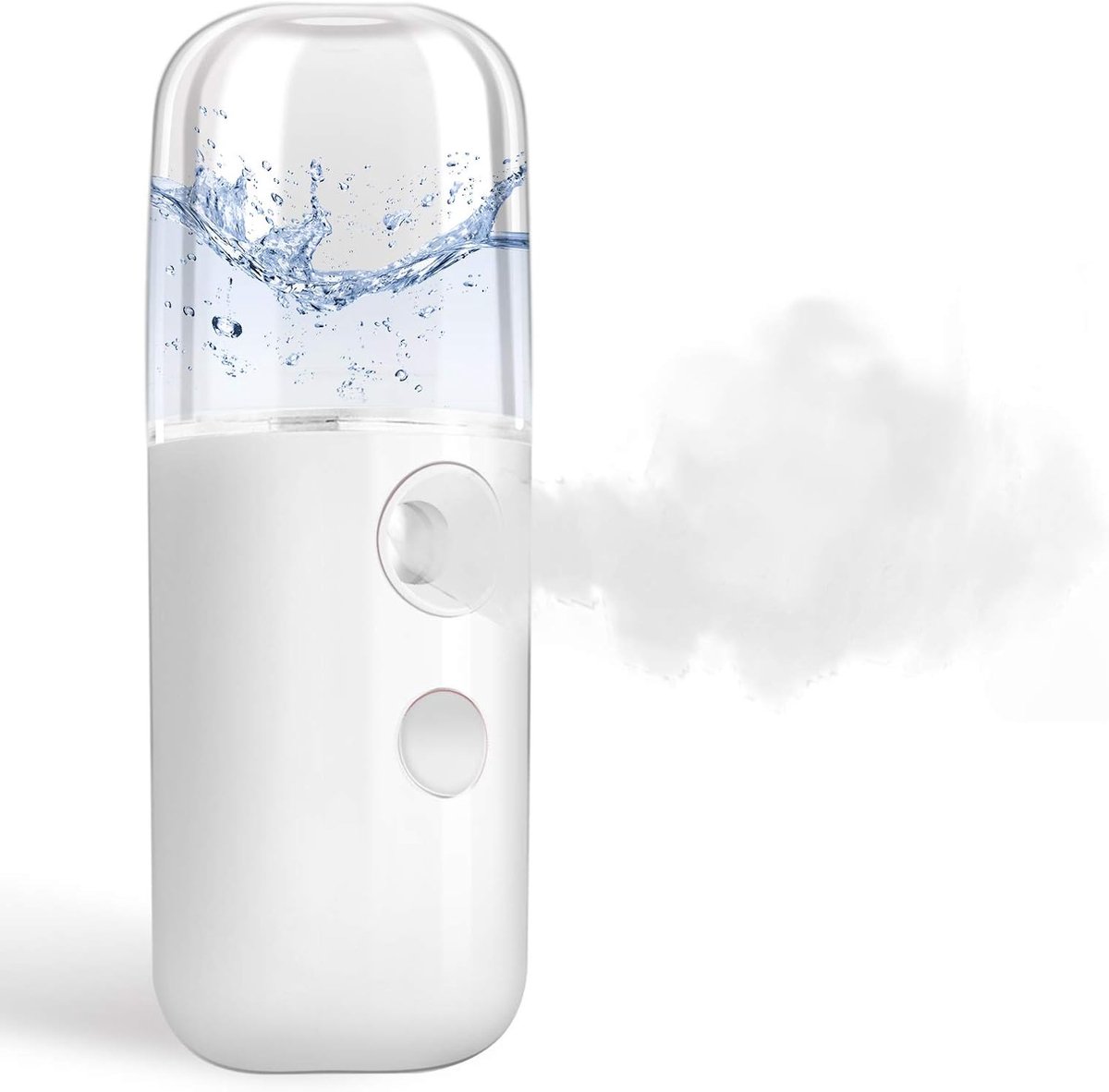 Nano gezichtsstomer, handige mini-vernevelaar, USB oplaadbare vernevelaar, 30 ml transparant waterreservoir, hydraterend voor gezicht, dagelijkse make-up, huidverzorging, wimperverlenging - wit