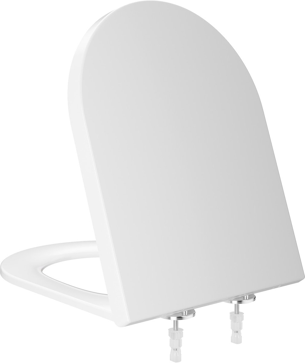 Anycee Max - WC bril D-vorm - Volledig Overdekt Deksel - Soft Close - Duroplast - Afklikbaar - Belastbaar tot 250 kg - Antibacterieel - Wit