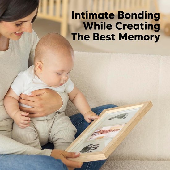 Fotolijst voor poot- en handafdrukken - Inktkussentje voor baby's - DIY-lijst voor hand- en voetafdrukken - Aandenken aan de eerste verjaardag - Herinneringsset voor hand- en voetafdrukken - Inktkussentje en afdruklijst pasgeborenen - 20x32,8x1,8cm van Merkloos — afbeelding 5