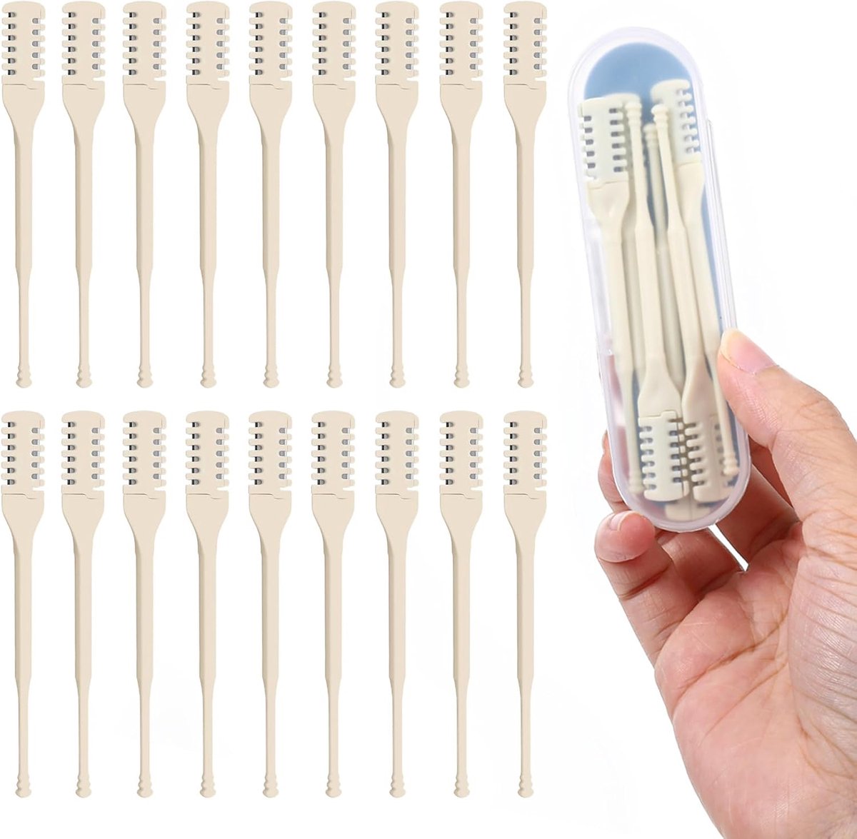 Set van 18 handmatige neushaartrimmers – dubbelzijdige neushaartrimmer, neushaartrimmer met roterende kop, inclusief opbergdoosje, draagbaar neushaartrimmertje voor mannen en vrouwen