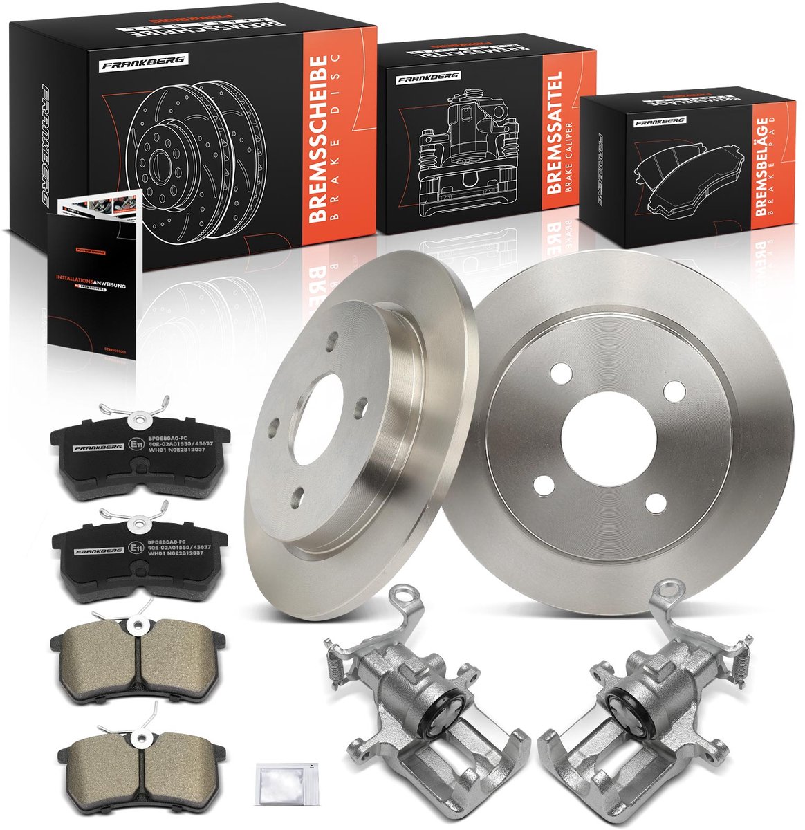 Frankberg 2x Remklauw+2x Remmen+4x Remblokken Achter voor FORD