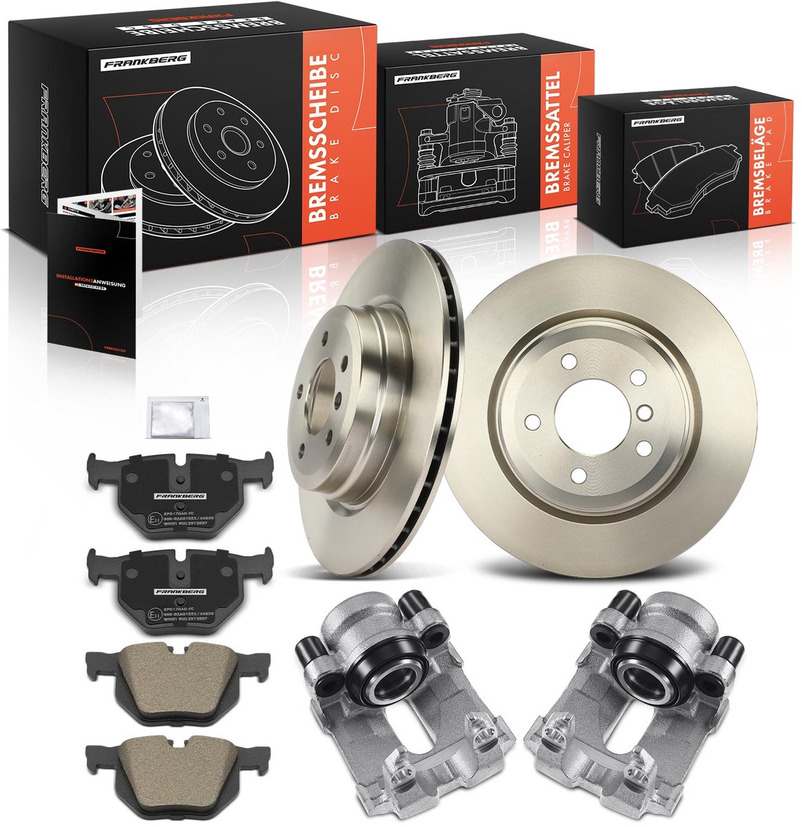 Frankberg 2x Remklauw+2x Remmen+4x Remblokken Achter voor BMW