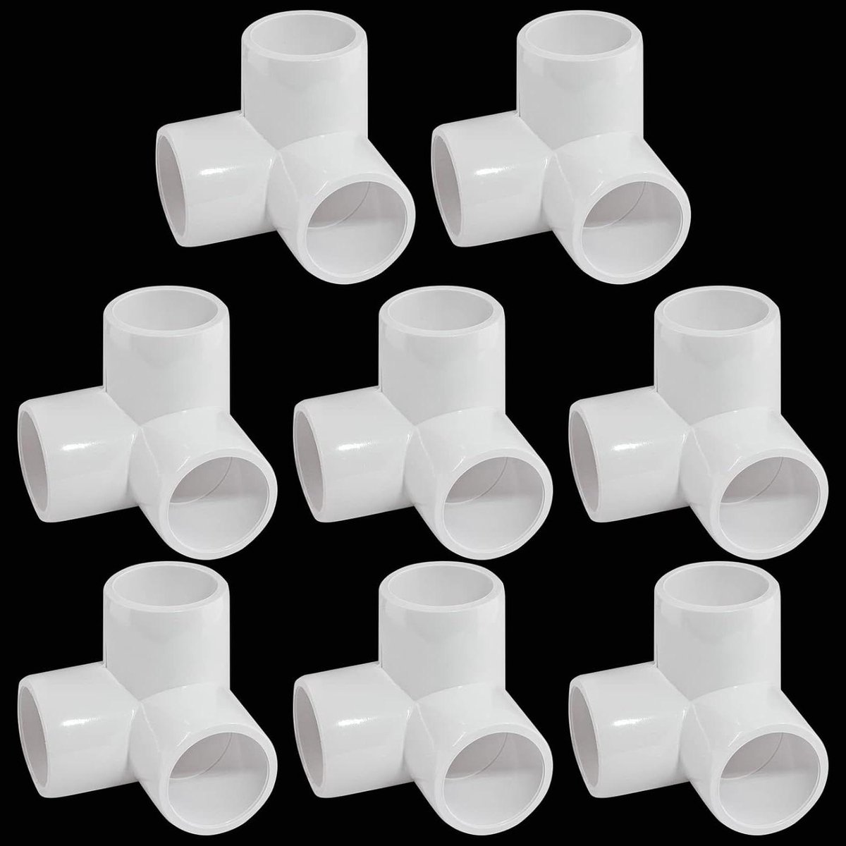 PVC Fittingen - Hoekstukken - Meubels Maken - 3-Weg Ontwerp - 8 Stuks - Wit